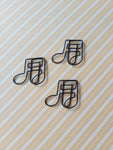 black musical notes paper clips (set of 3) 