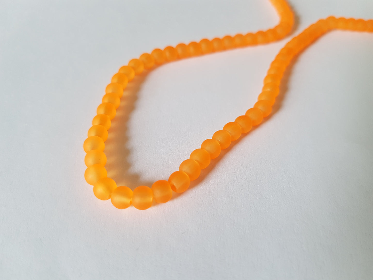 4mm frosted glass beads - neon orange