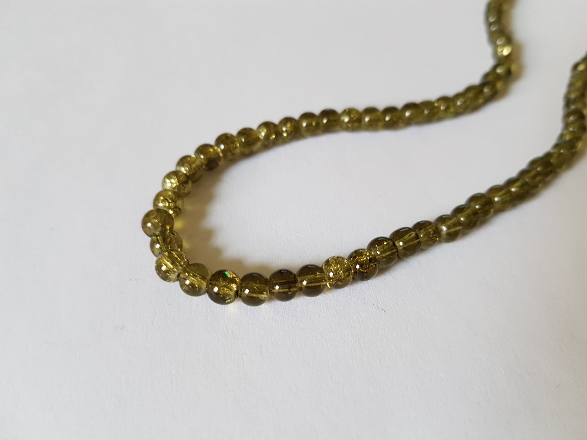 4mm crackle glass beads - olive green