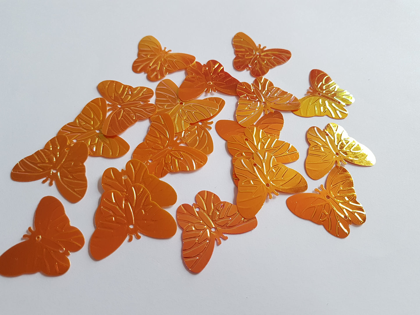 30mm AB plated butterfly sequins - orange