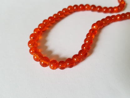 6mm crackle glass beads - orange