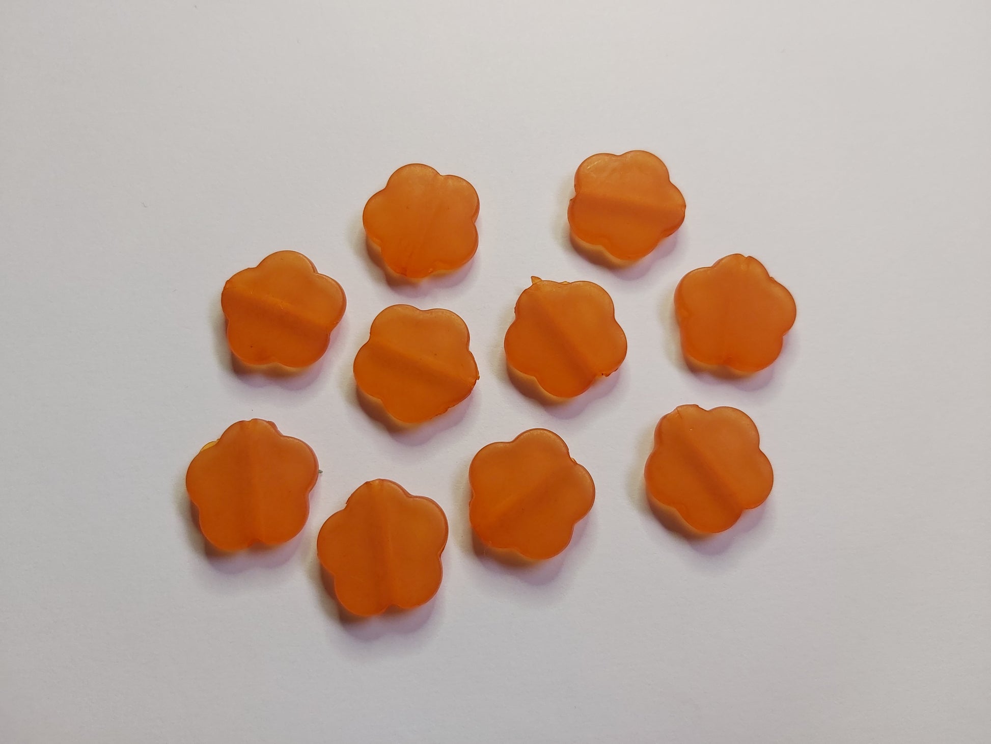 18mm frosted acrylic flower beads - orange