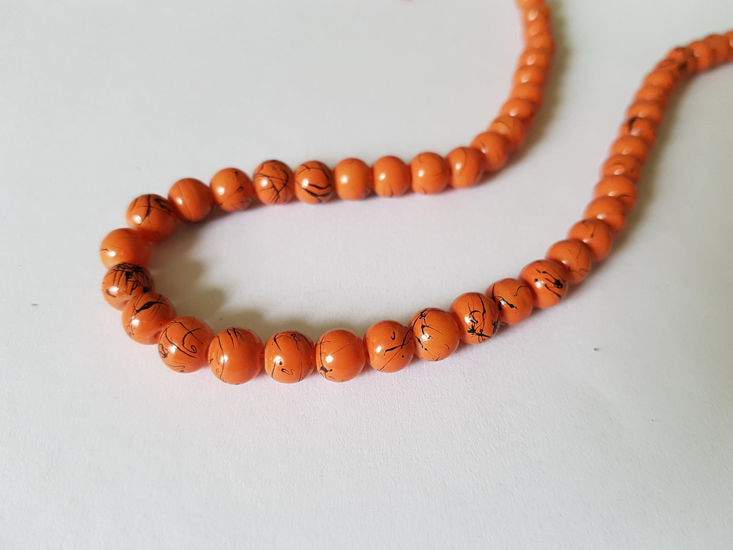 6mm drawbench glass beads - orange