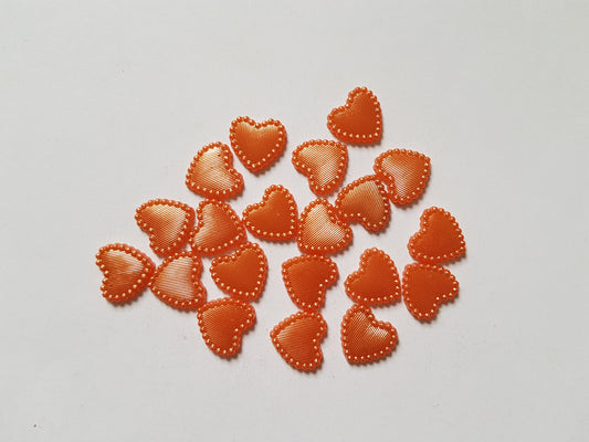 14mm acrylic pearl heart cabochons - orange