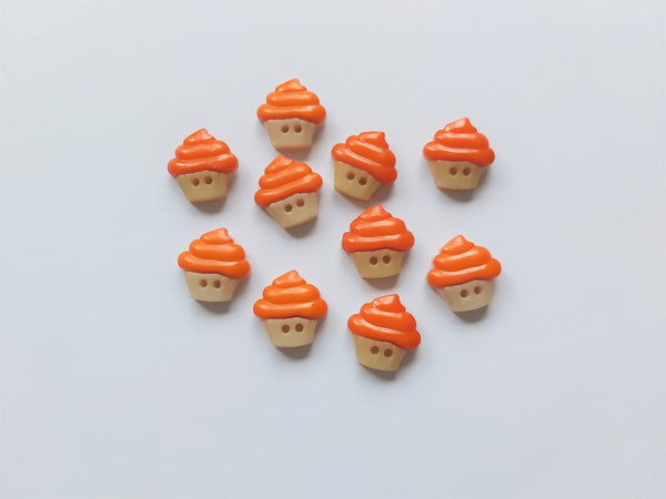 16mm 2-hole acrylic cupcake buttons - orange