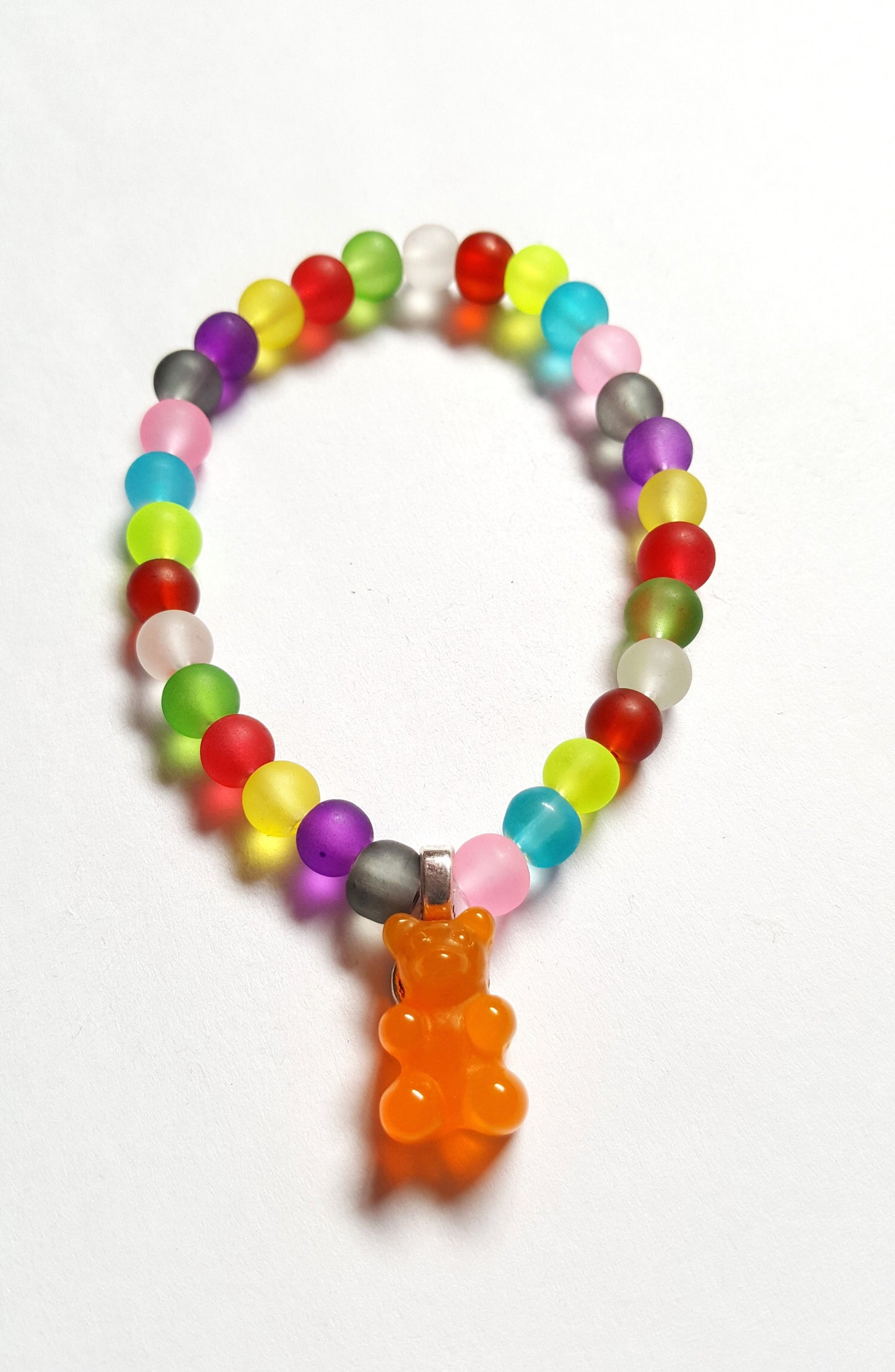 beaded gummy bear bracelet - orange