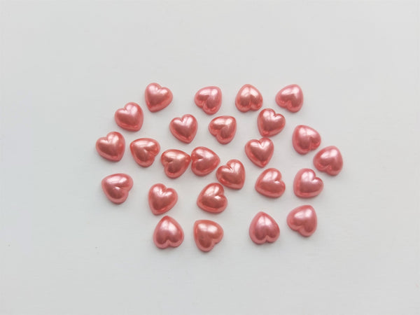 10.5mm acrylic pearl heart cabochons - orange