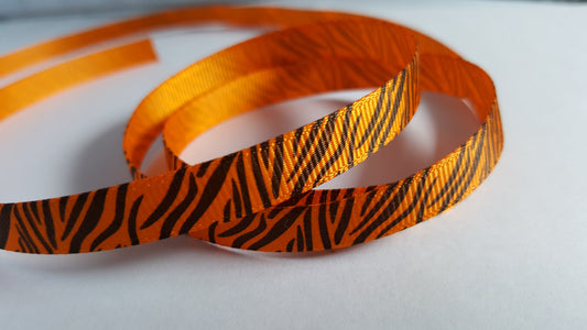 3m printed grosgrain ribbon - 9mm - zebra print - orange