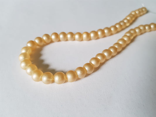 6mm pastel glass round beads - orange