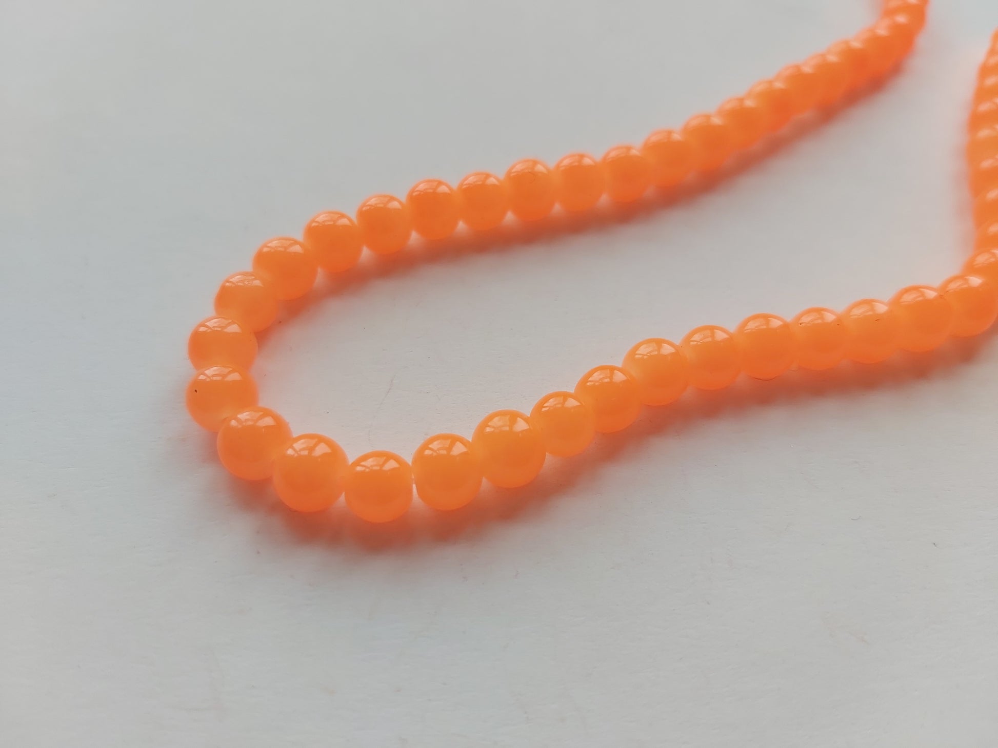 6mm imitation jade glass beads - orange