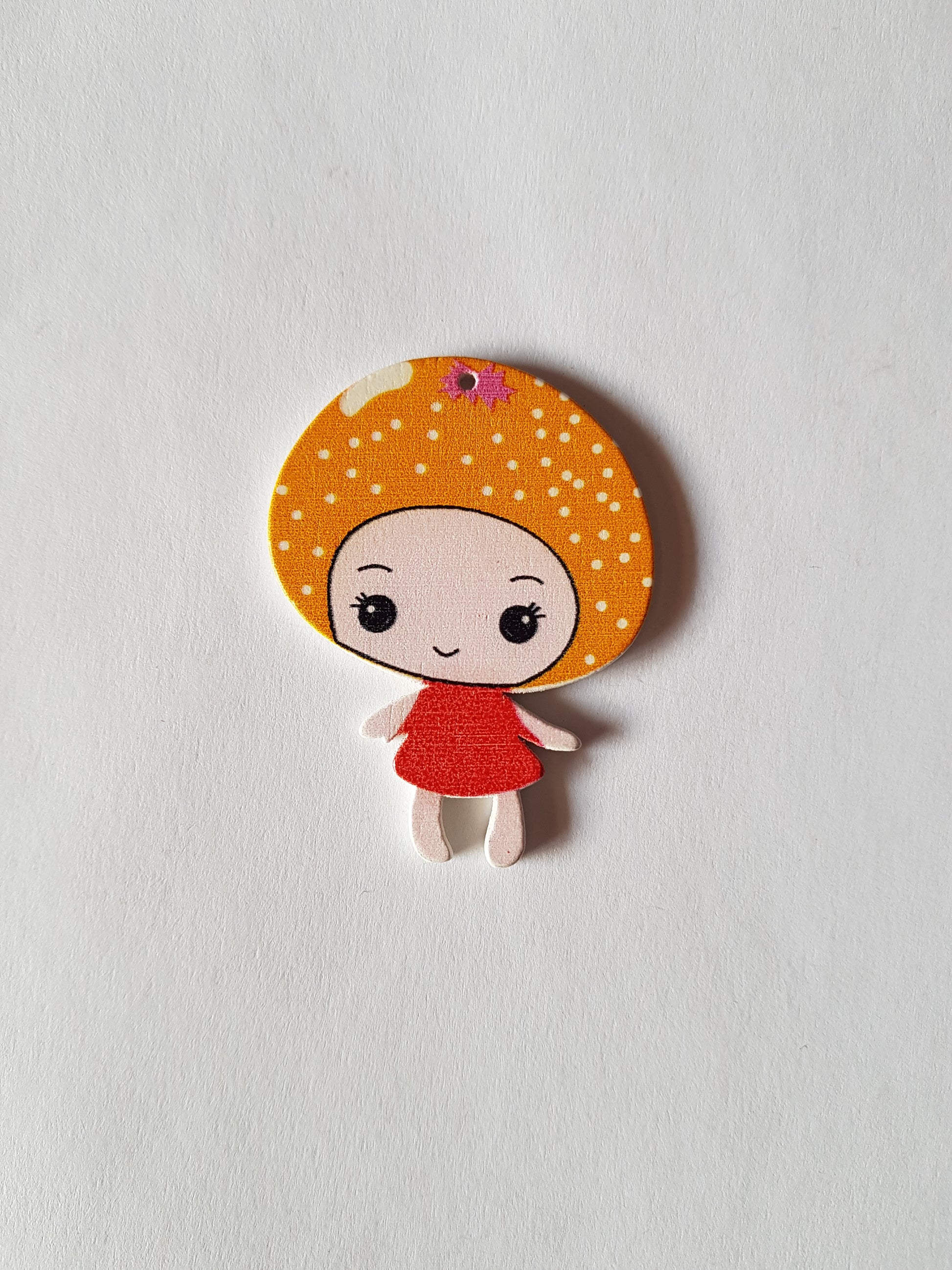 50mm wooden girl pendant - orange