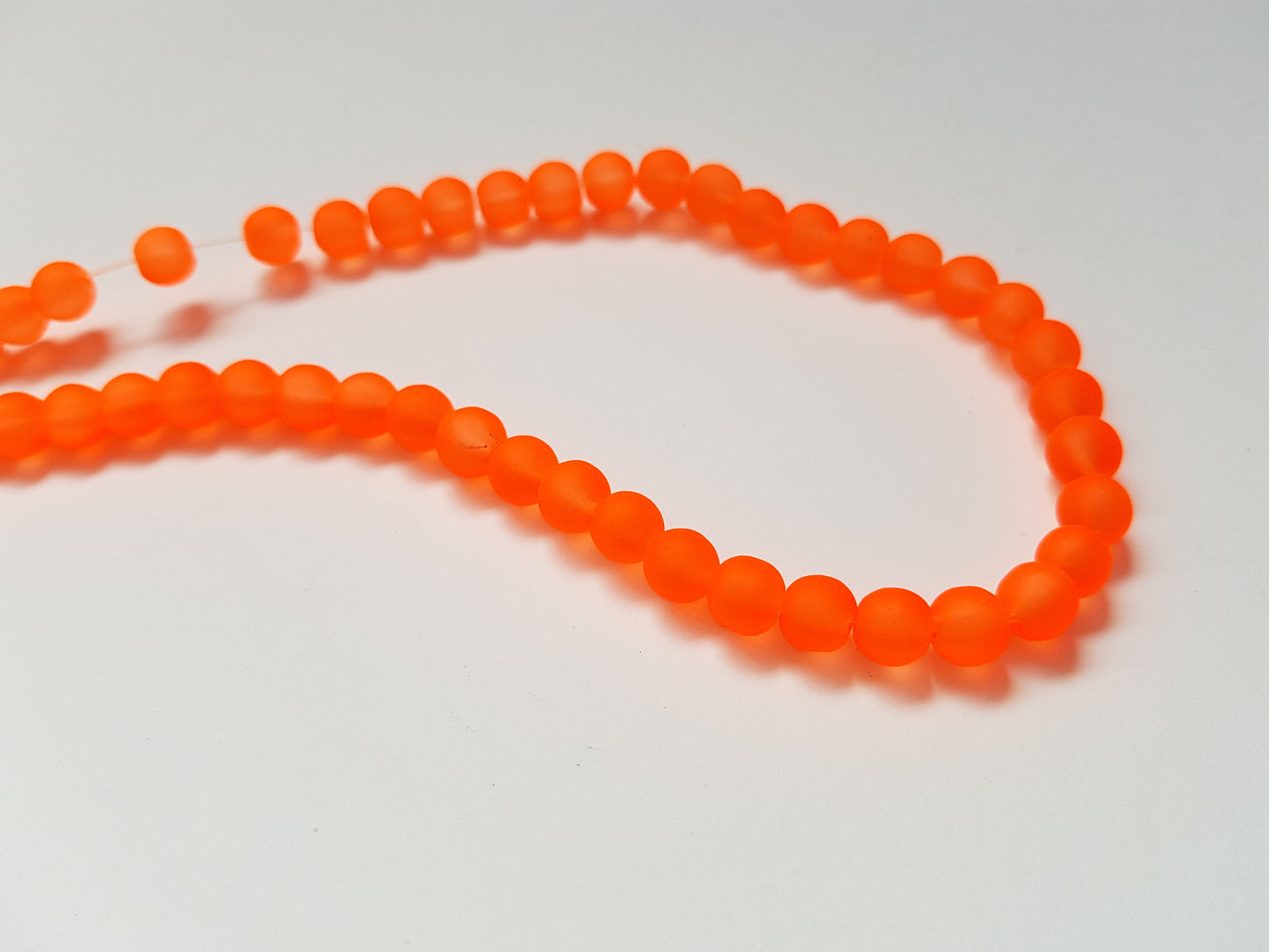 6mm frosted glass beads - orange