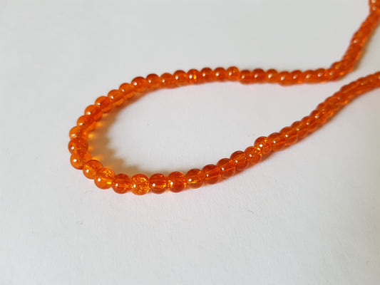 4mm crackle glass beads - orange