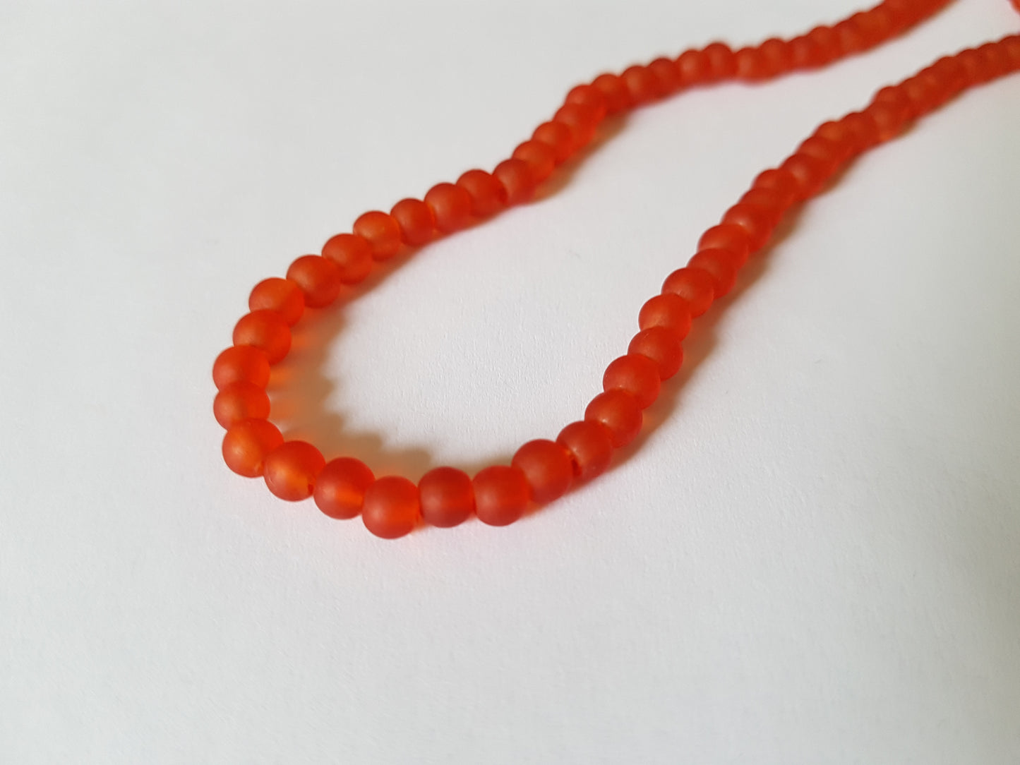 4mm frosted glass beads - orange