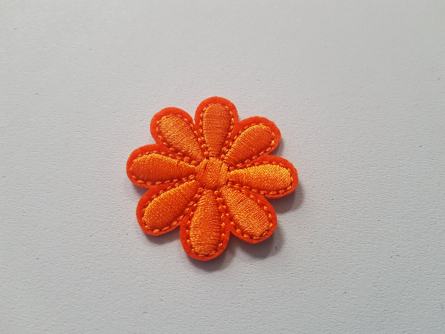 43mm iron-on flower applique - orange