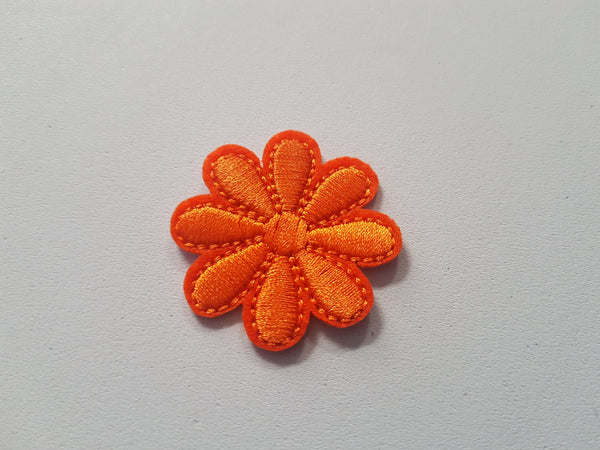 43mm iron-on flower applique - orange