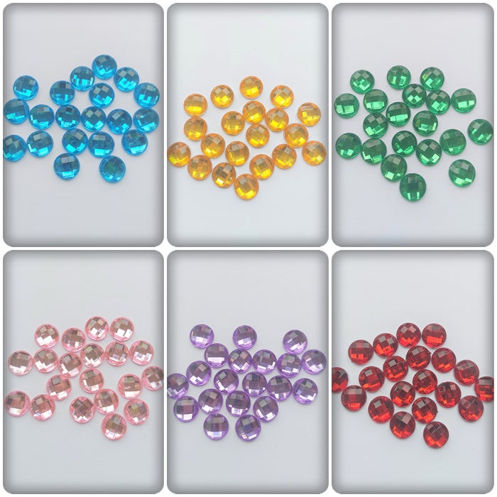 10mm acrylic rhinestones - faceted round 