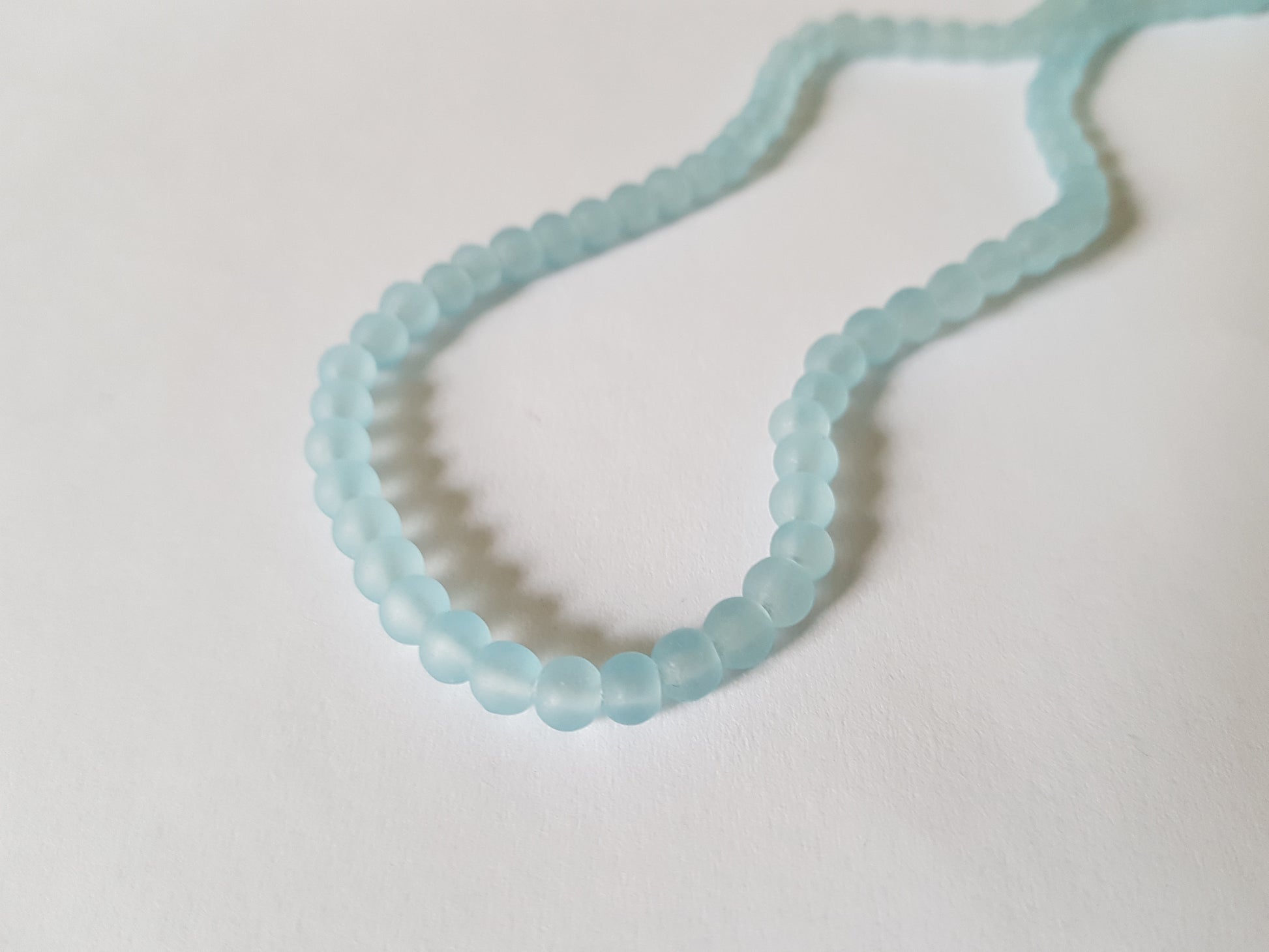 4mm frosted glass beads - pale blue