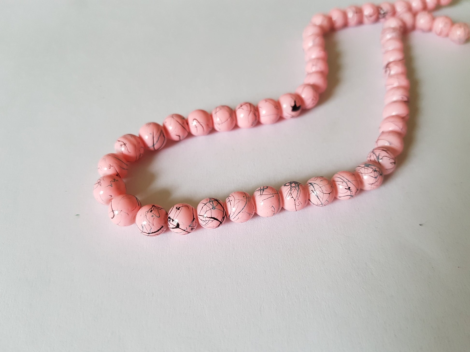 6mm drawbench glass beads - pale pink