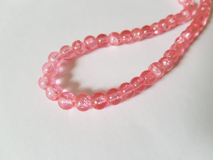 6mm crackle glass beads - pale pink