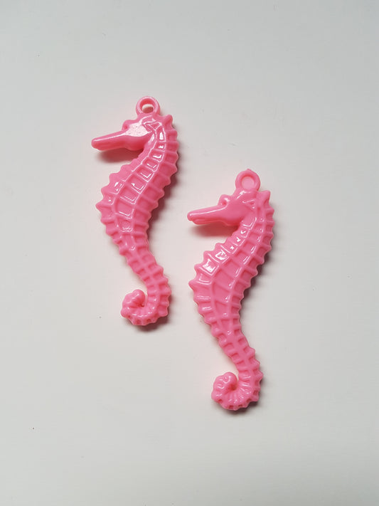 60mm acrylic seahorse pendants - pale pink 