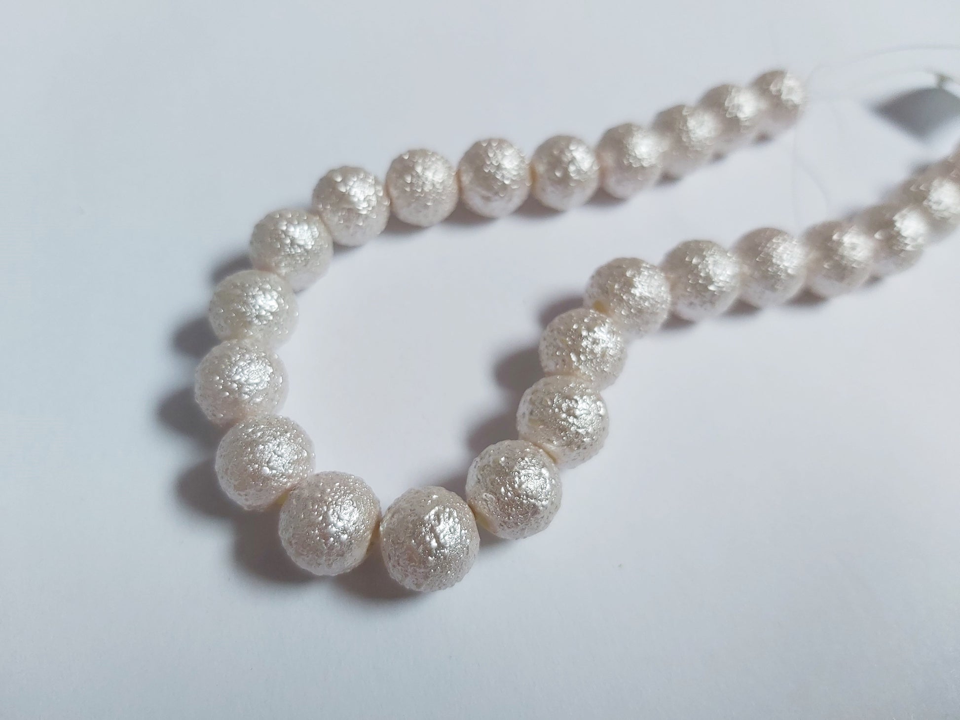 10mm matte effect glass pearl beads - pale pinky