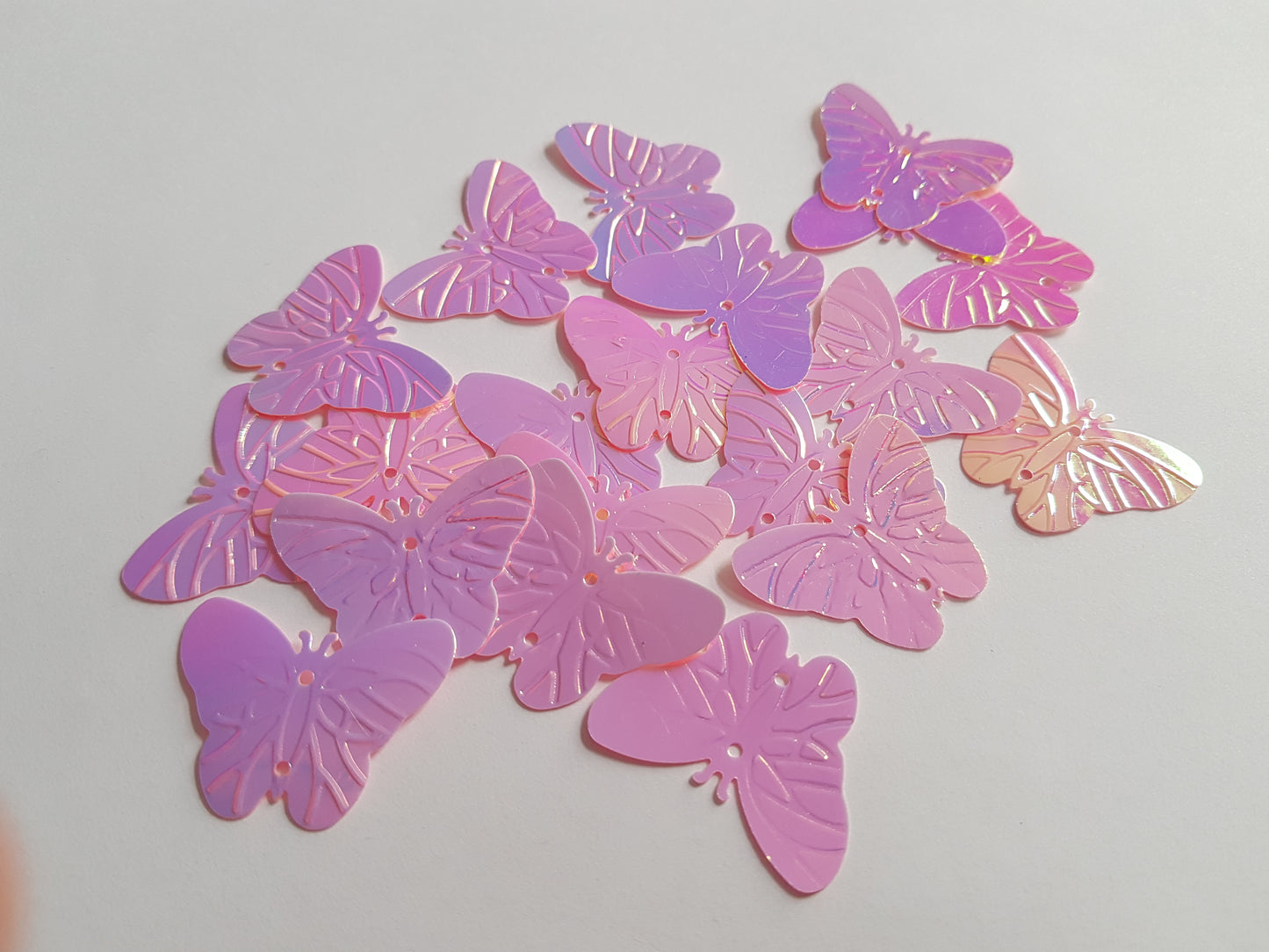 30mm AB plated butterfly sequins - pale pink