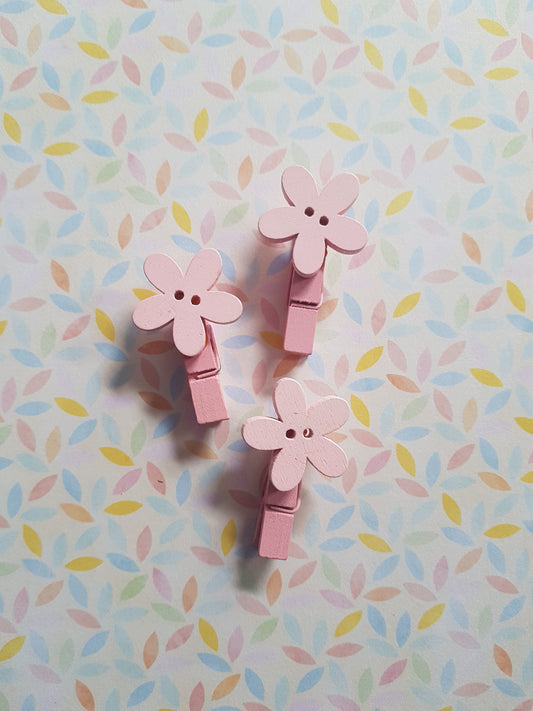 flower button memo peg clips - pale pink