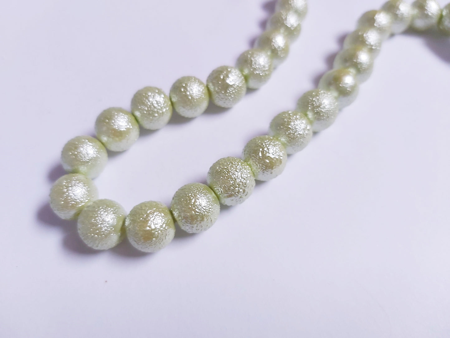 10mm matte effect glass pearl beads - pale spring green