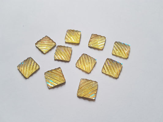 glitter square cabochons - pale yellow