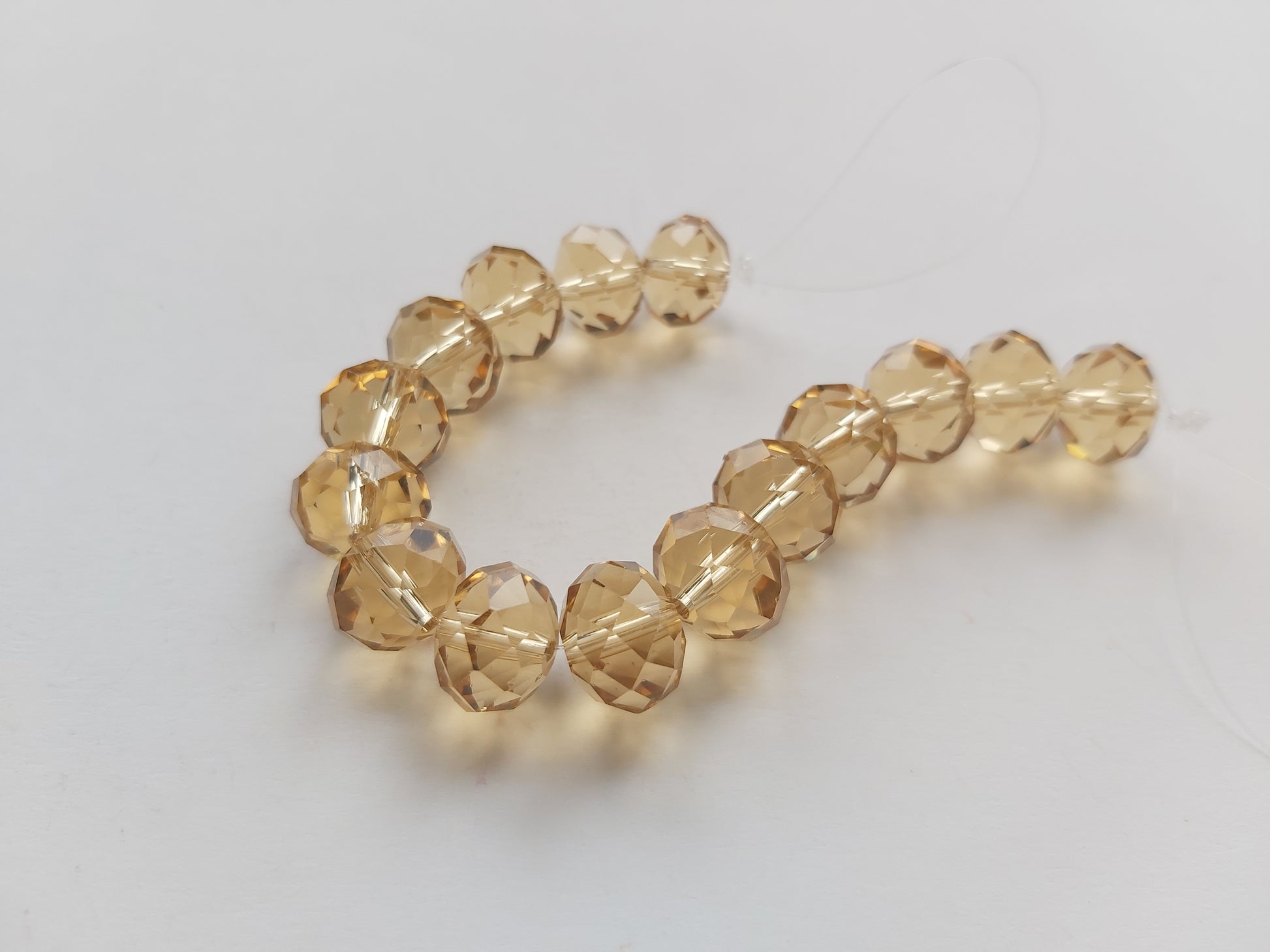 12mm faceted glass rondelle beads - pale golden