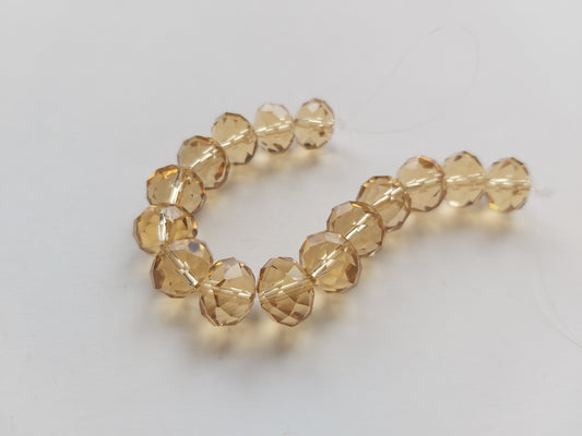 12mm faceted glass rondelle beads - pale golden