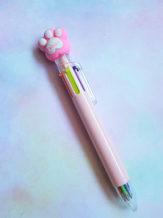 6 in 1 coloured pawprint pens - pale pink 