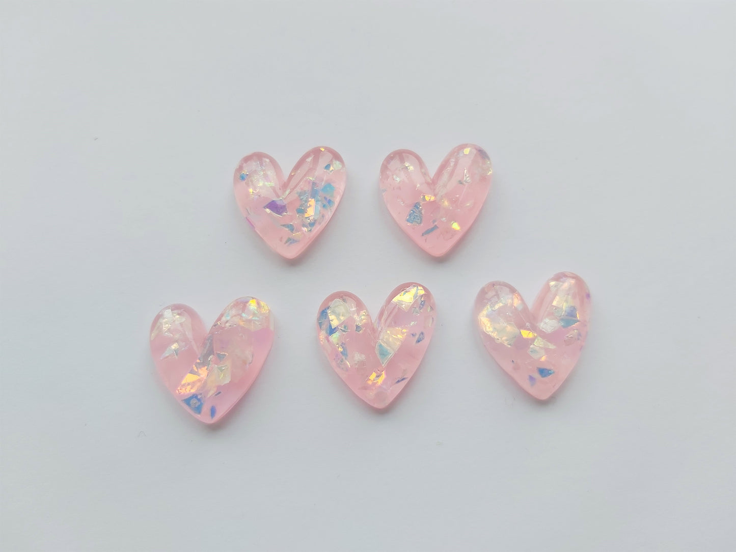 20mm sparkle resin heart cabochons - pale pink 