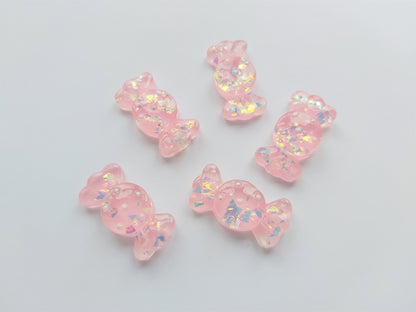 30.5mm sparkle flatback resin sweet cabochons - pale pink