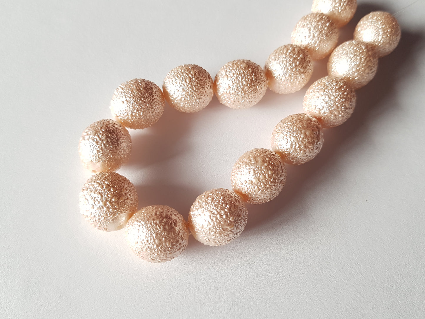 12mm matte effect glass pearl beads - oval - pale pink