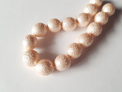 12mm matte effect glass pearl beads - oval - pale pink