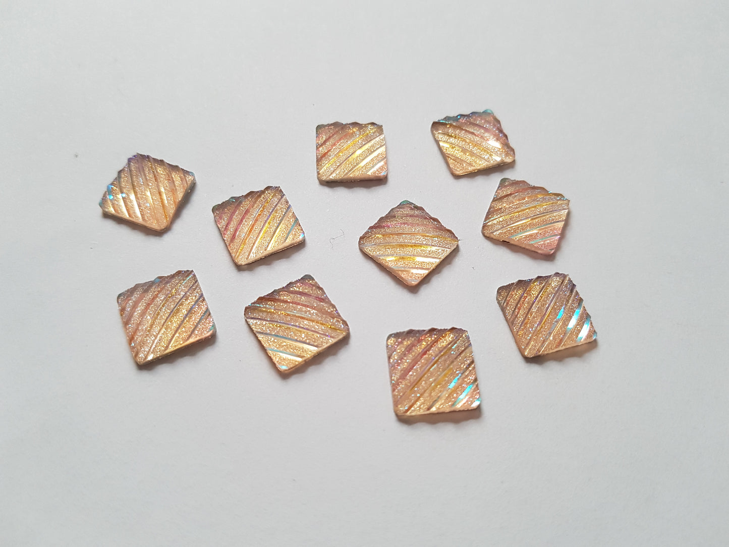 glitter square cabochons - peach