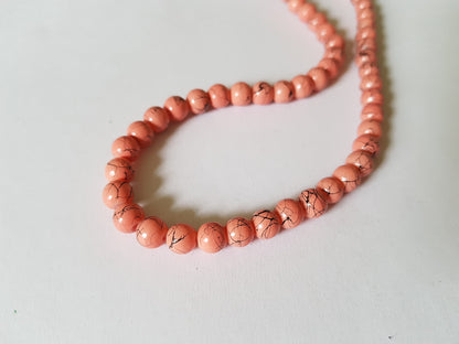 6mm drawbench glass beads - peach