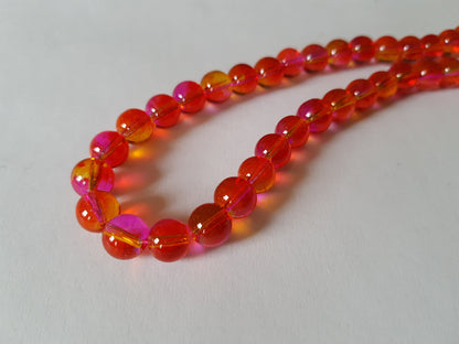 8mm 2-tone round glass beads - pink/yellow