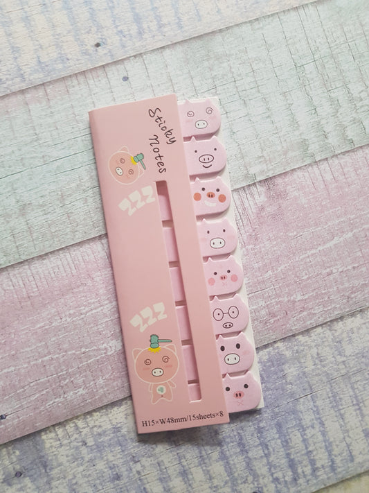 pigs sticky memo tabs - pink 