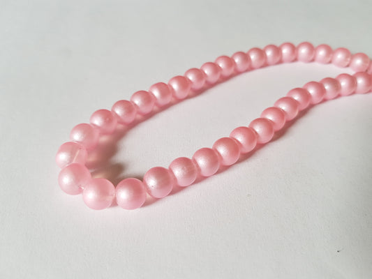 8mm pastel glass round beads - pink