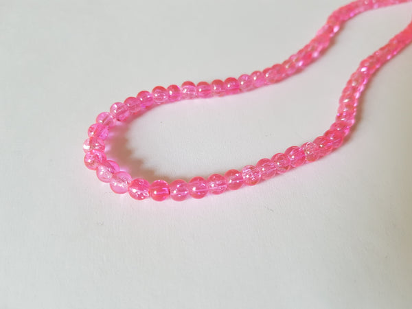 4mm crackle glass beads - pink