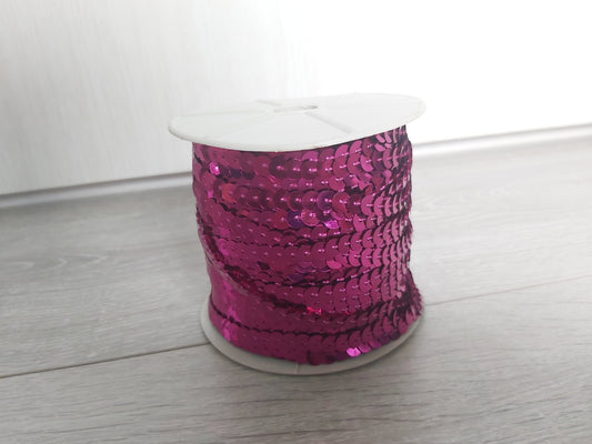 5m metallic sequin trim - 6mm - pink