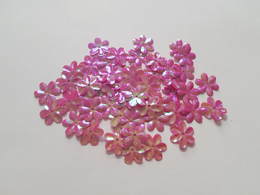 15mm AB plated flower sequins - pink