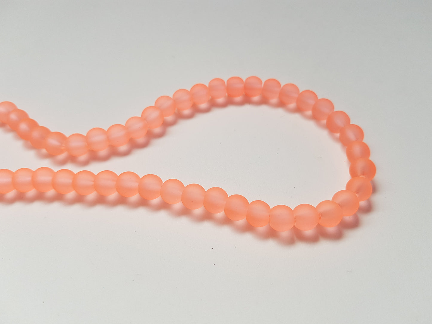 6mm frosted glass beads - peach