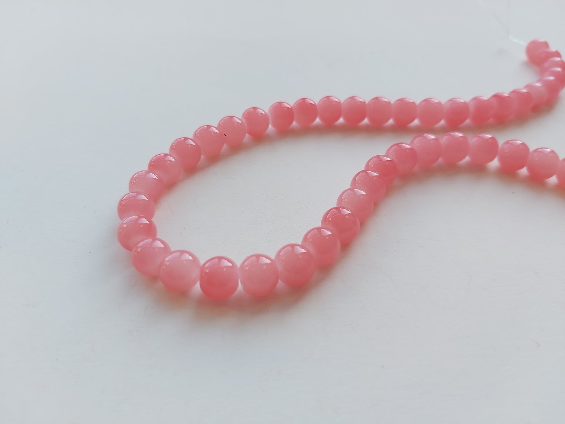 8mm imitation jade glass beads - pink