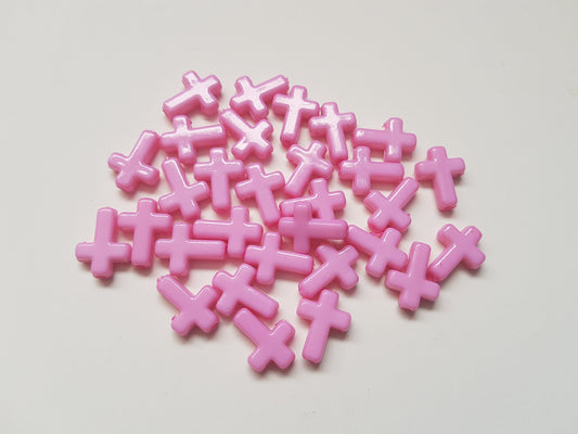 16mm acrylic cross beads - pink