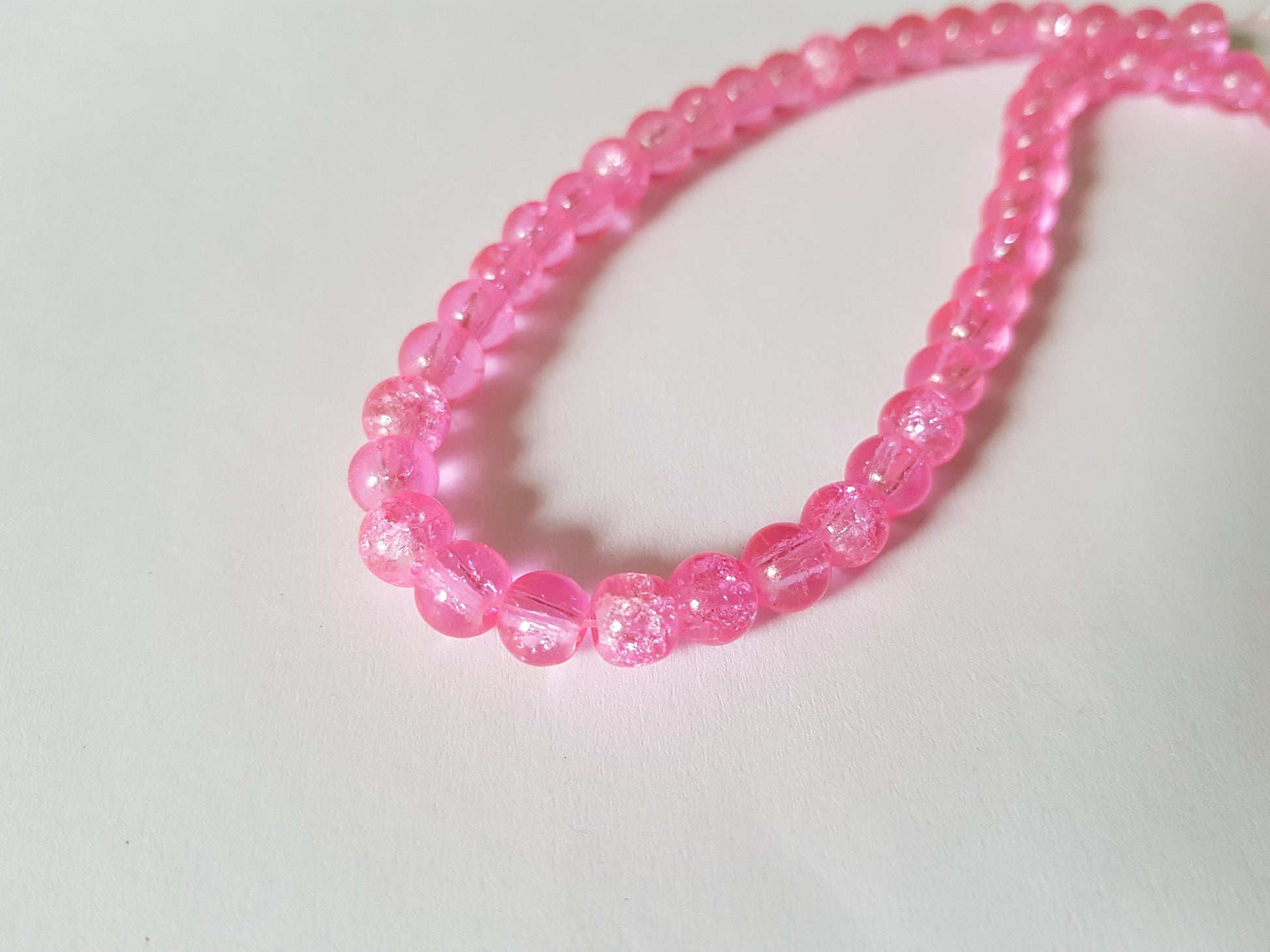 6mm crackle glass beads - pink