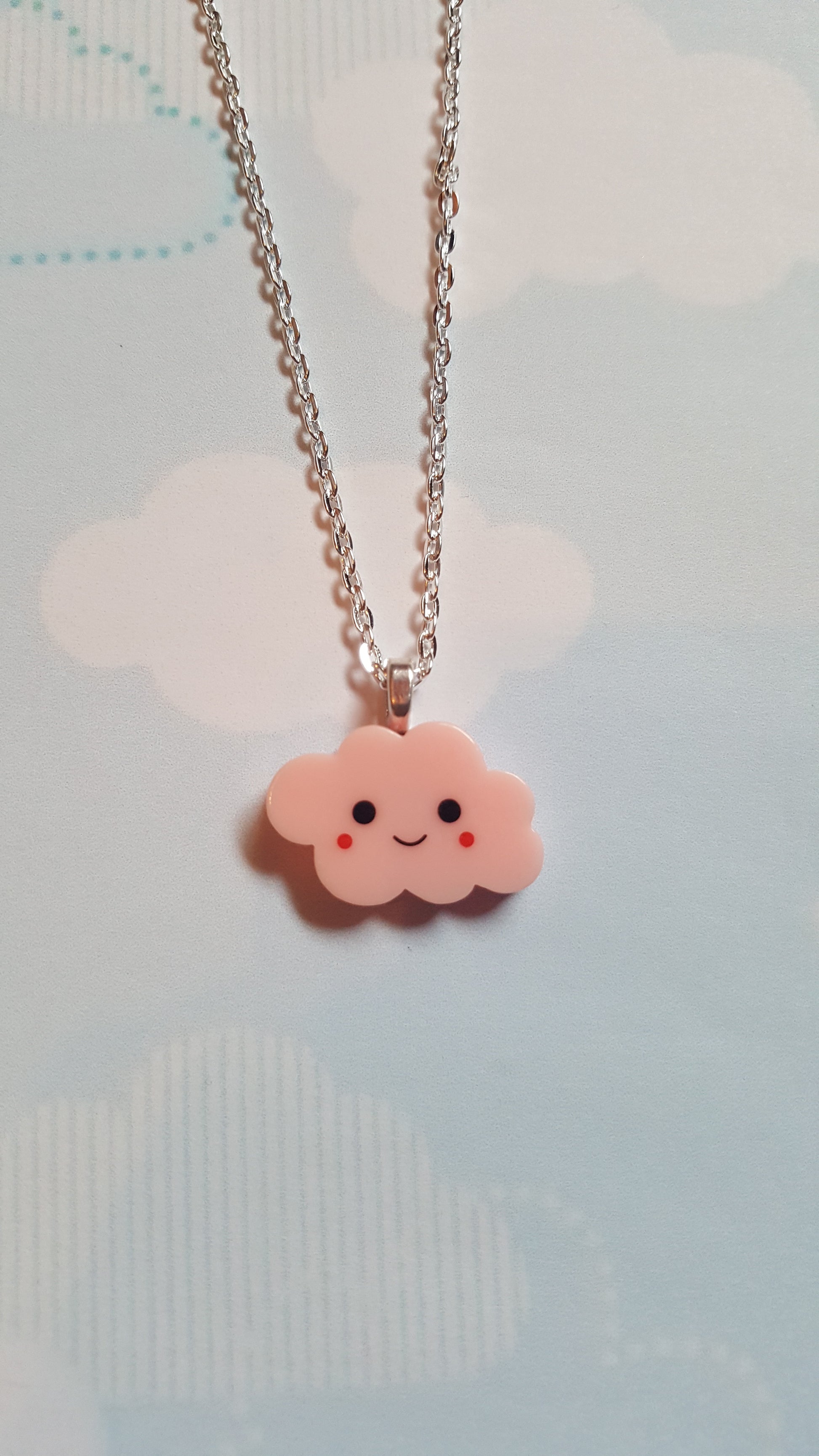 kawaii cloud necklace - pink